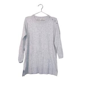 LOFT Speckled Gray Knit Sweater Tunic - Size Medium